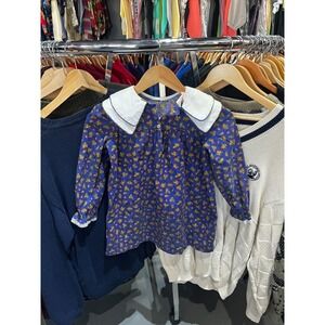 Vintage 90s Miss Quality Blue Paisley Long Sleeve Collared Shirt Top Kids Size 6